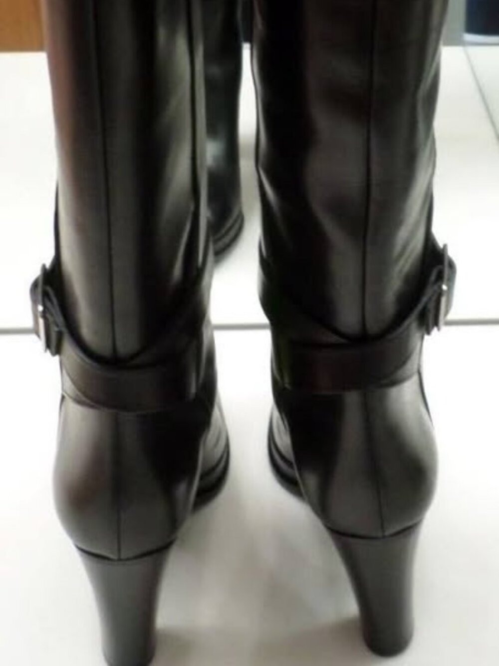 ACNE STUDIOS TOPAZ 80 — BLACK LEATHER KNEE-HIGH BOOTS